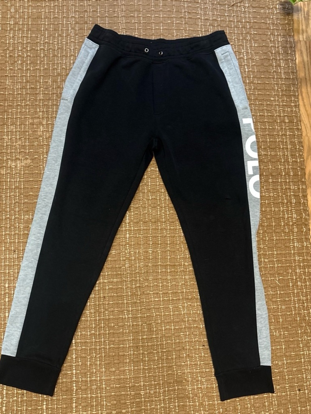 Polo by Ralph Lauren Black Joggers with Gray Side Panels